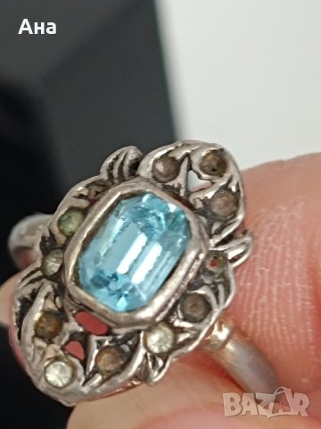  Красив сребърен пръстен с аквамарин2 BU, снимка 6 - Пръстени - 44389334