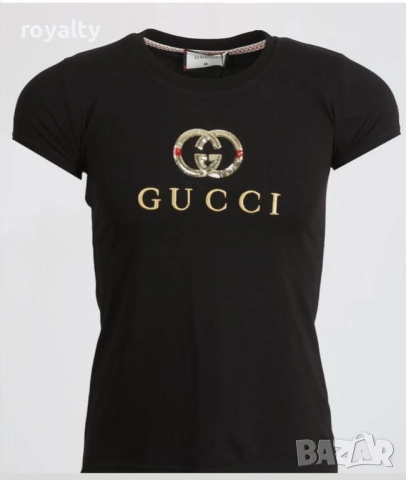 Gucci Черна Дамска Тениска С Къс Ръкав 