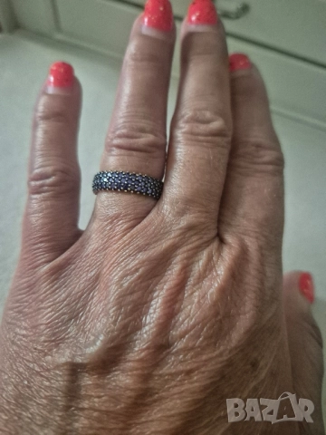 сребърен пръстен с аметисти, снимка 2 - Пръстени - 51854863