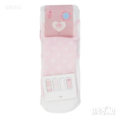 Бебешки чорапи розово и бяло 4 чифта S_1240159, снимка 2 - Бебешки чорапи - 49894646
