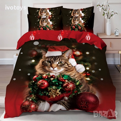 Двулицево коледно спално бельо (Реално изображение), 6 части - Модел WS17117