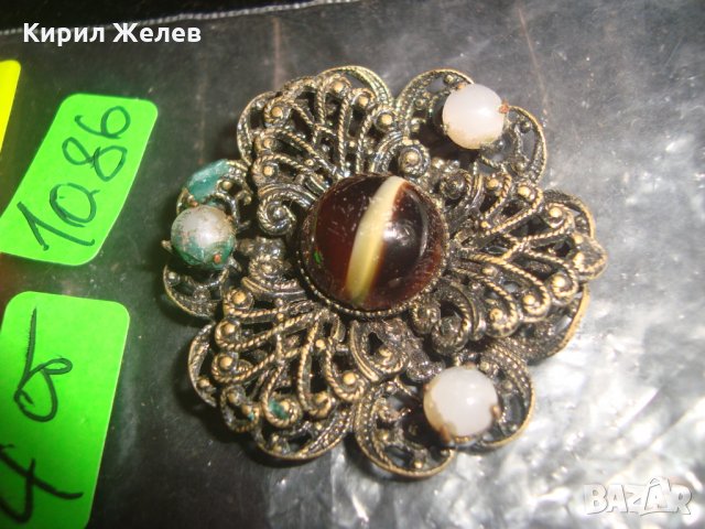СТАРИННА БРОНЗОВА ФИЛИГРАННА БРОШКА с ЯСПИС и ПЕРЛИЧКИ АРТ ДЕКО 1921, снимка 8 - Други - 30701223