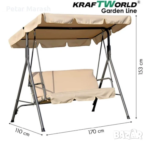 Градинска люлка KraftWorld „Тоскана“ – Усилена конструкция и подарък мека възглавница!, снимка 4 - Градински мебели, декорация  - 50634115