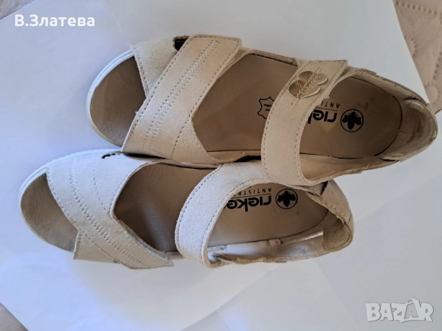 Сандали бежеви RIEKER №37,естествен велур, снимка 7 - Сандали - 51512155