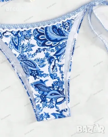 Секси дамски бански костюм в син флорален принт , снимка 3 - Бански костюми - 50405933