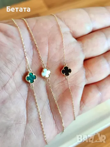 Гривна с детелина, гривна с детелина Ван Клееф 14 карата злато, снимка 6 - Гривни - 48114611