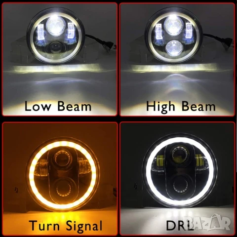 5,75" инча, 14,3см LED мотоциклетен фар Angel Eye за Harley Davidson