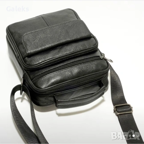 Мъжка ежедневна кожена чанта с класически дизайн /Черна естест. кожа!, снимка 5 - Чанти - 53103789