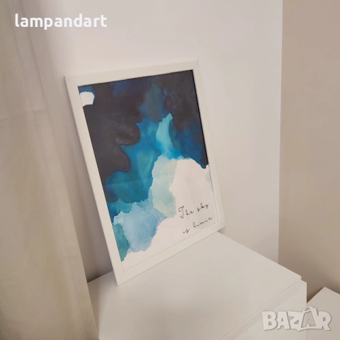 Абстрактна картина синьо небе с рамка, снимка 4 - Картини - 52587964