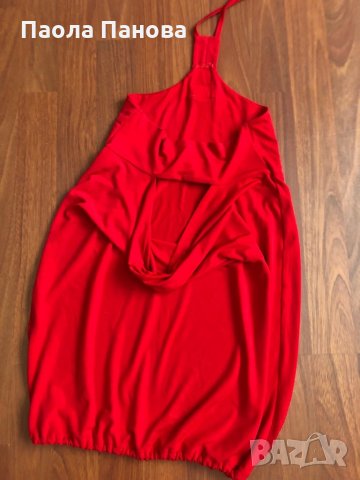 Червена къса рокля с камъни, снимка 3 - Рокли - 29533289