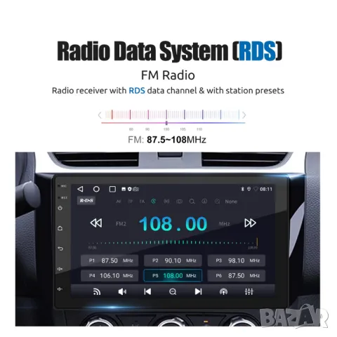 7" 2-DIN мултимедия с Android 13, RDS, 64GB ROM , RAM 4GB, CarPlay и AndroidAuto, снимка 8 - Аксесоари и консумативи - 45217085
