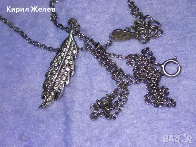 ФИНО АРТ СРЕБЪРНО КОЛИЕ с ЛИСТОВИДЕН СРЕБЪРЕН ПЕНДАНТ с ИСКРЯЩИ ЦИРКОНИ СРЕБРО S925 ПРОБА 40989, снимка 8 - Колиета, медальони, синджири - 42787562