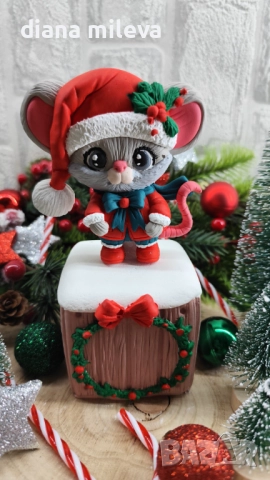 Коледна  Мишка, идеален подарък за малки и големи!!!, снимка 3 - Декорация за дома - 52396703