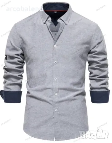 Ежедневна мъжка универсална модна едноцветна риза с дълги ръкави, 7цвята  , снимка 6 - Ризи - 48324119