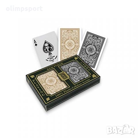 карти за игра KEM POKER JUMBO INDEX BLACK & GOLD нови Този комплект от две тестета карти KEM са в ст, снимка 3 - Карти за игра - 32068931