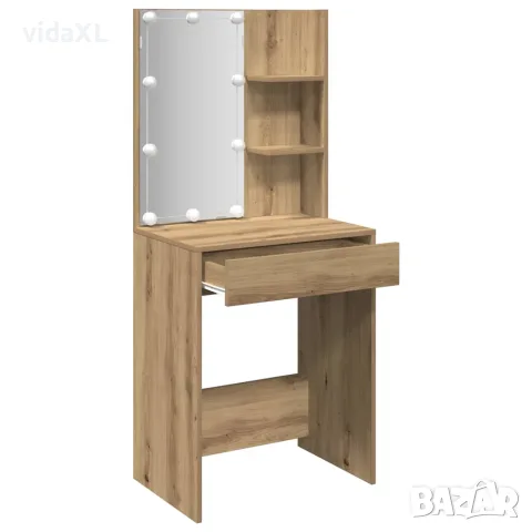 vidaXL Тоалетка с LED, дъб артизан, 60x40x140 см, снимка 3 - Тоалетки - 56148315