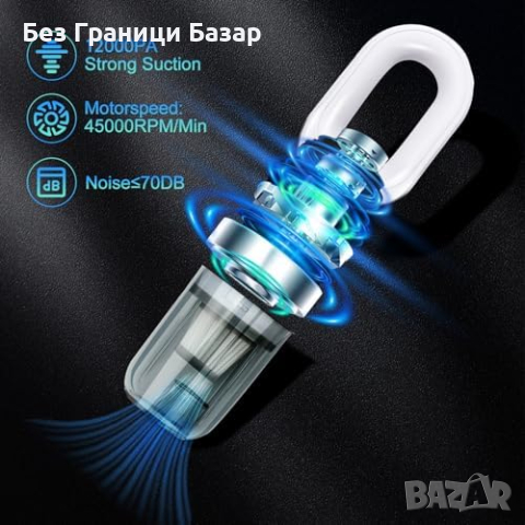 Нова Безжична Ръчна Прахосмукачка 12000PA Супер Мощ за кола дом, снимка 7 - Прахосмукачки - 44581571