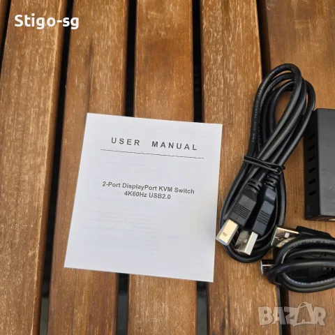 Чисто нов DisplayPort KVM Switch 2x1 (4K@60Hz, USB 2.0) + Бутон, снимка 2 - Суичове - 55979577
