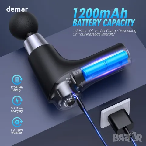 Пистолет за масаж Deep Tissue, Пистолет за масаж с 6 приставки, Масажор за перкусия на мускулите, снимка 4 - Масажори - 47967709