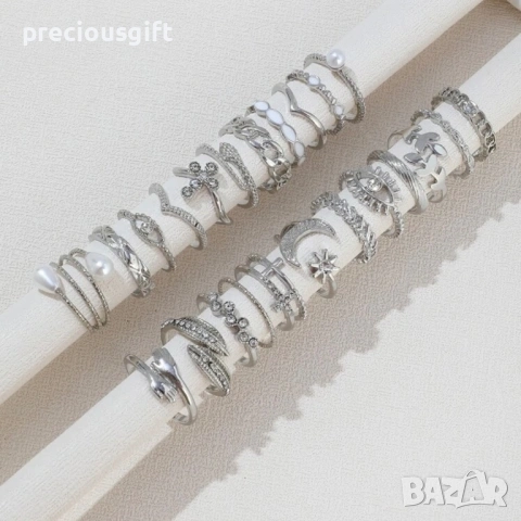 Комплект бижута - 23 броя пръстени, снимка 3 - Пръстени - 53083819