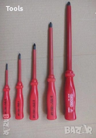 Оригинални Gedore гедоре 5 броя кръстати изолирани електрически отвертки ac 1000v комплект, снимка 2 - Отвертки - 52890099