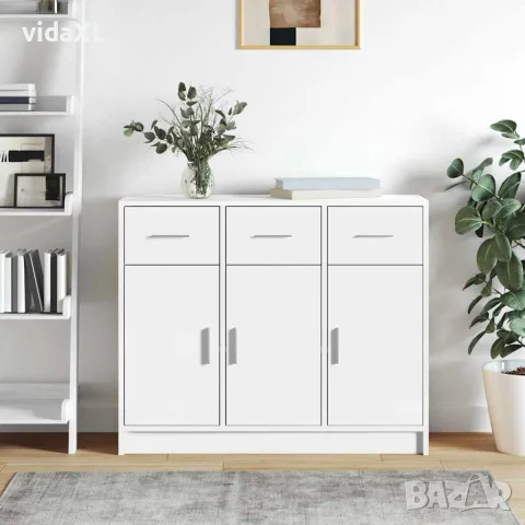 vidaXL Бюфет, бял, 91x28x75 см, инженерно дърво, снимка 2 - Бюфети - 56148033