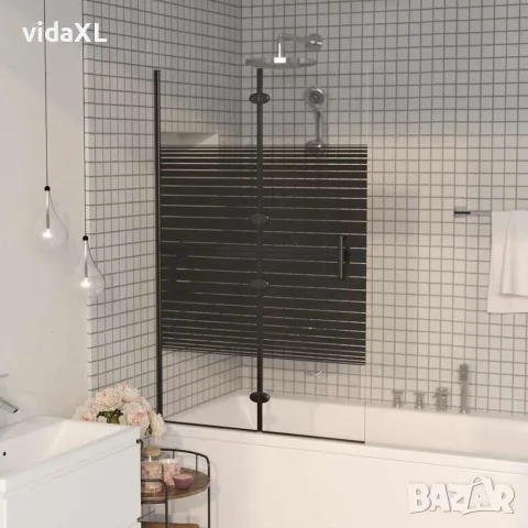 vidaXL Сгъваем душ параван, ESG стъкло, 80x140 см, черен, снимка 2 - Душове - 56146102