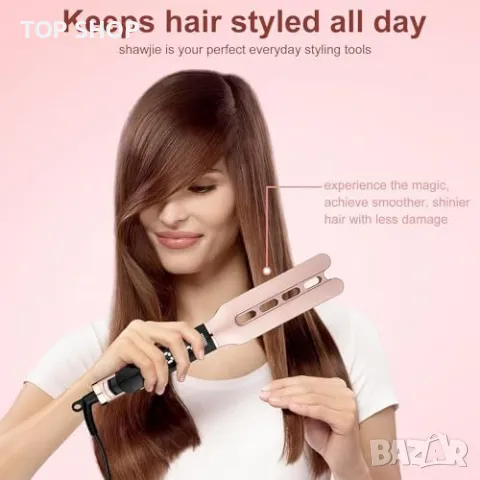 Нова преса Екстра Широк Уред за Изправяне на Коса с 10 Температурни Настройки, снимка 3 - Преси за коса - 49723855