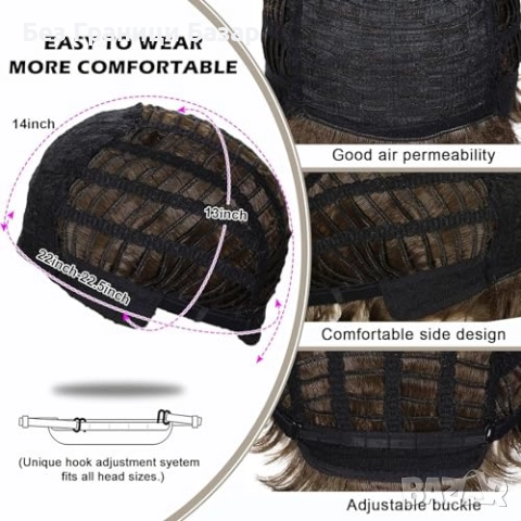 Нова коса Вълниста сива перука за парти и косплей – естествен вид и комфорт жени, снимка 6 - Аксесоари за коса - 52134787