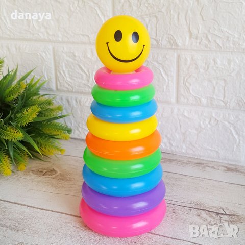 2661 Детска играчка за сортиране пирамида с Рингове и топче, 21см, снимка 3 - Игри и пъзели - 35422418