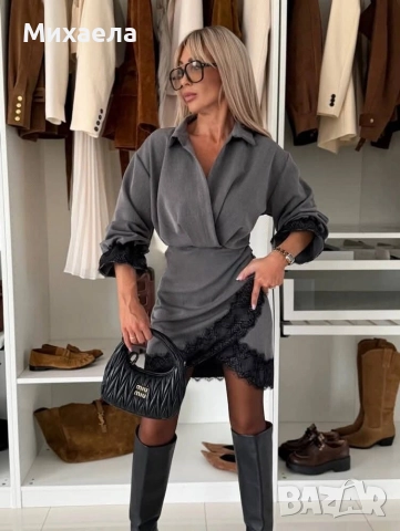 Дамска рокля с дантела - два цвята - 64 лв.