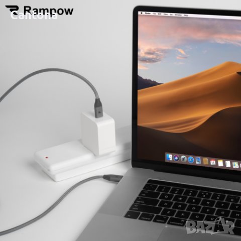  Rampow USB C към USB C кабел, PD 3.0 - 20 V/3 A 60 W, 2 метра,найлонова оплетка, бързо зареждане, снимка 8 - USB кабели - 40114929