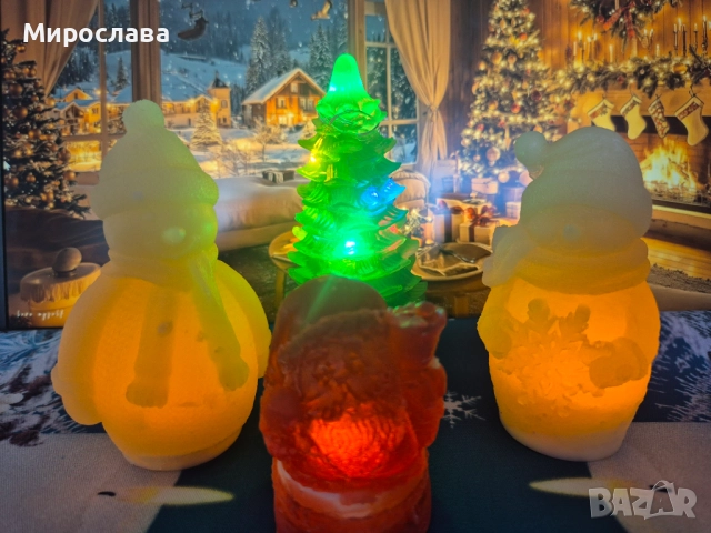 Коледни светещи декорации от глицеринов сапун – уникален сет, снимка 2 - Декорация за дома - 52248415