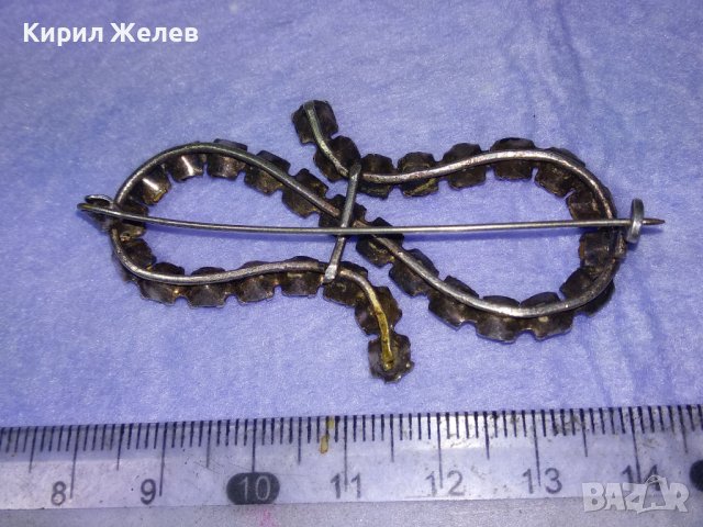 ДЕБЕЛО ПОСРЕБРЕНА МЕДНА СТАРИННА СКЪПОЦЕННА РЕТРО АРТ НУВО БРОШКА с ИСКРЯЩ СИН ЦИРКОНИЙ 40113, снимка 6 - Антикварни и старинни предмети - 42613640