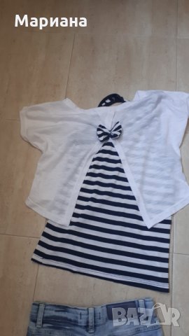 Къси дънкови панталонки с потник и болеро , снимка 4 - Детски комплекти - 29288683