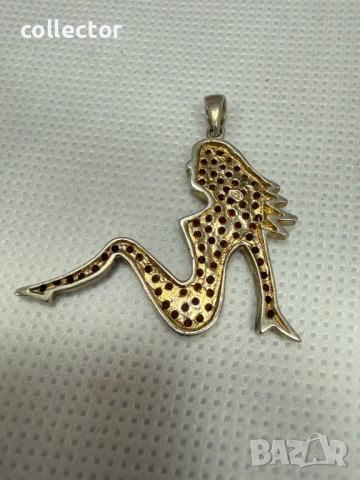 Сребърен медальон със силует на жена. №7786, снимка 5 - Колиета, медальони, синджири - 52882367