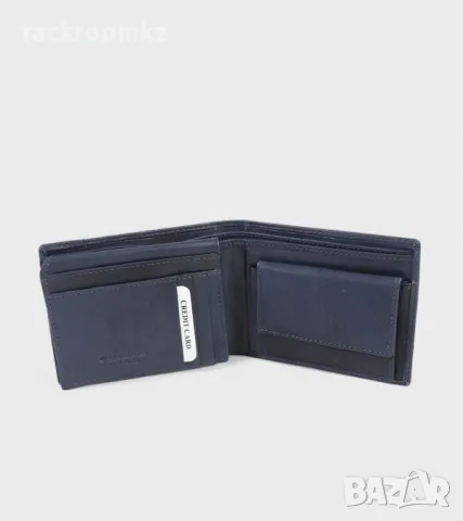 Оригинален мъжки портфейл от естествена кожа в син цвят FLACCO ROMA, снимка 6 - Портфейли, портмонета - 48418193