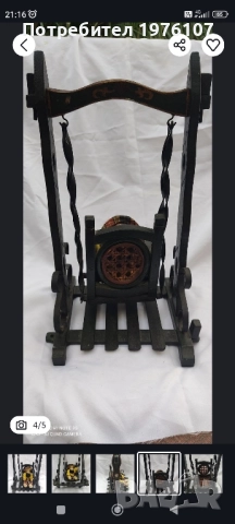 декоративна винтидж люлка с порцеланова кукла, снимка 3 - Декорация за дома - 51671419