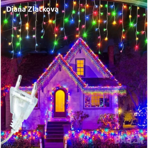 Ново!!! Коледна украса LED ресни 12 метра