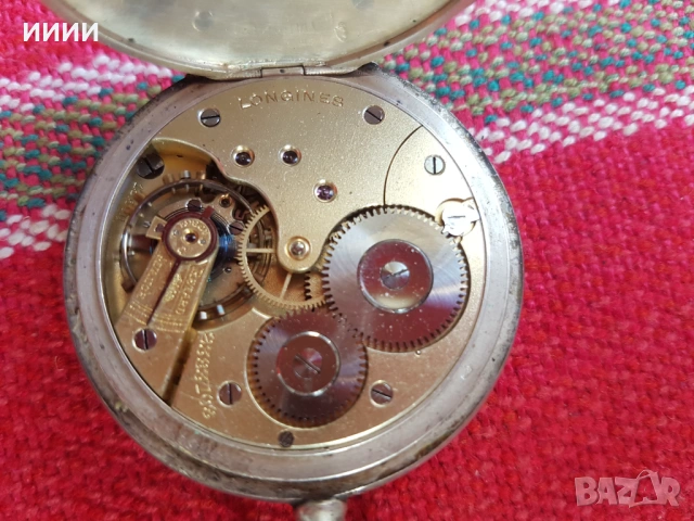 Сребърен джобен часовник Longines , снимка 6 - Антикварни и старинни предмети - 54312806