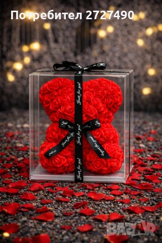 Мече от вечни рози , снимка 6 - Подаръци за жени - 53328976