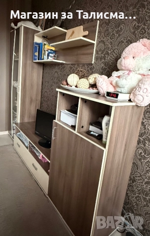 Холна секция с витрина – много запазена, светли цветове, снимка 6 - Секции и витрини - 52901950