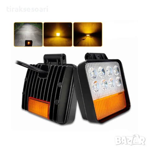  LED Работна Лампа Халоген T455 с Жълта Светлина, Комбинирана, 10-60V, IP67, снимка 3 - Аксесоари и консумативи - 50898825