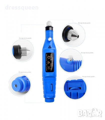 ( ПИСАЛКА ) Многофункционална електрическа пила за маникюр и педикюр с 6 приставки