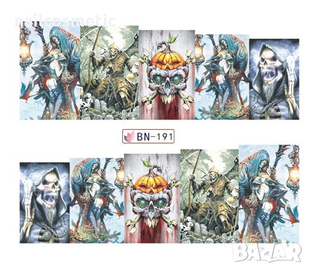 Водни стикери за маникюр черепи, снимка 11 - Продукти за маникюр - 30500462