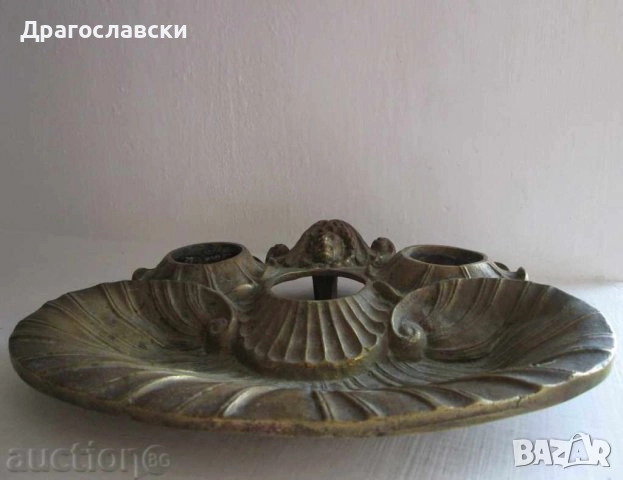 мастилници, стари, СТАРА БЪЛГАРСКА МАСИВНА МЕТАЛ МАСТИЛНИЦА, ГЪЛЪБ птица, пиле, барок, фигура антика, снимка 16 - Антикварни и старинни предмети - 28898864