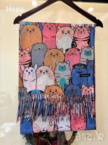 Шал Кашмир с Котки , снимка 2 - Шапки - 20048160