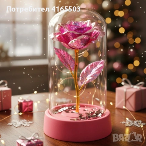 Светеща декоративна роза в купол - Светлина, романтика и любов, снимка 3 - Декорация за дома - 53059760