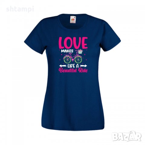 Дамска тениска Свети Валентин Love Makes A Beautiful Ride, снимка 5 - Тениски - 35648232