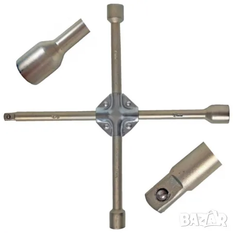 Сив усилен кръстат ключ за джанти 17 19 21 mm и квадрат 1/2''